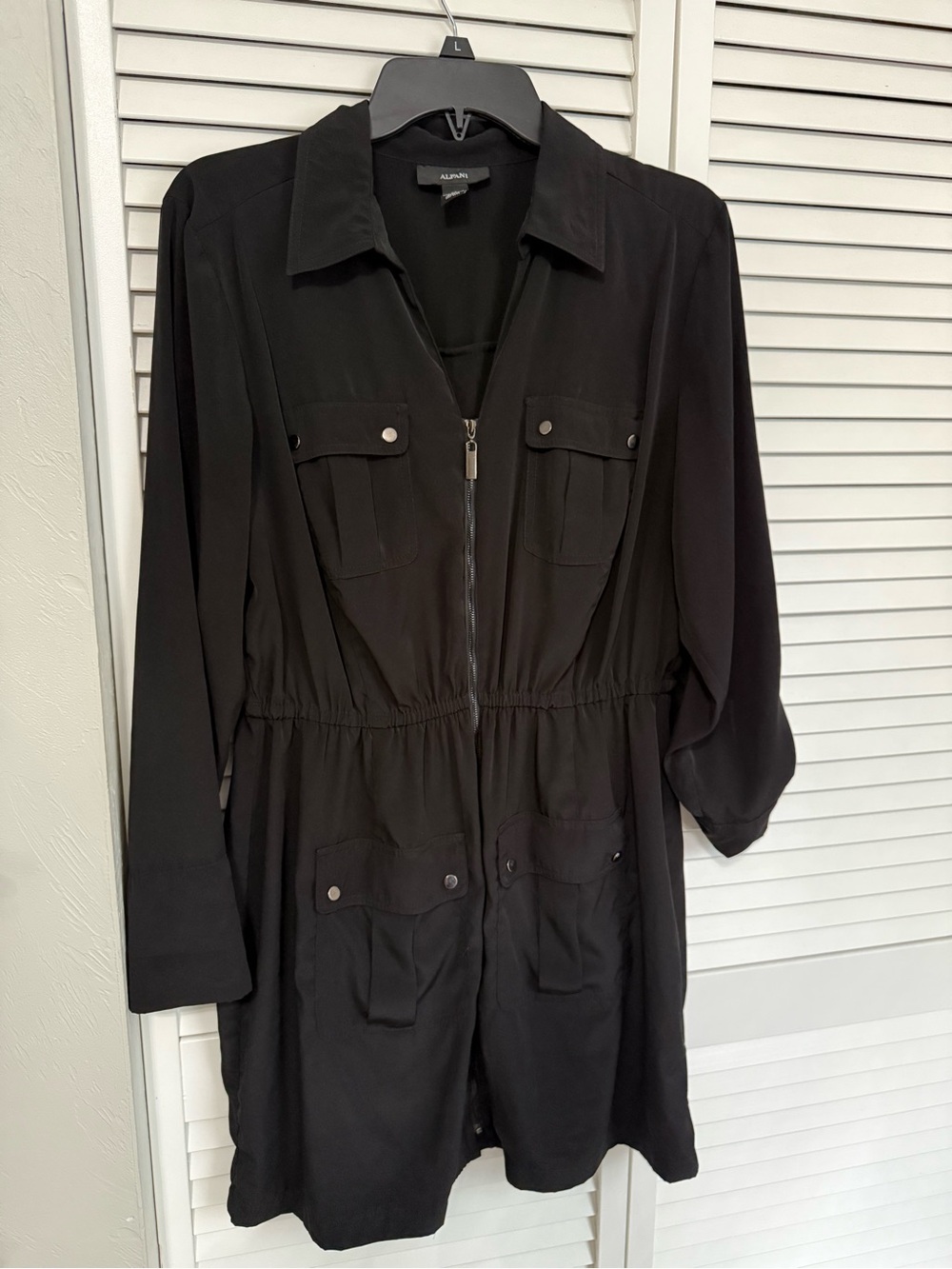 Alfani Black Long-Sleeve Utility Jacket Dress